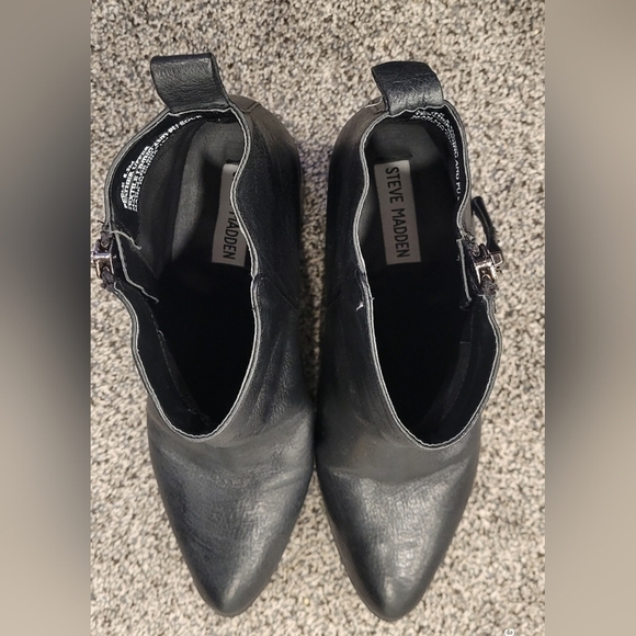 Steve Madden Peele Ankle Boots Womens Size 8.5 Black Leather Casual Zip - Picture 7 of 12